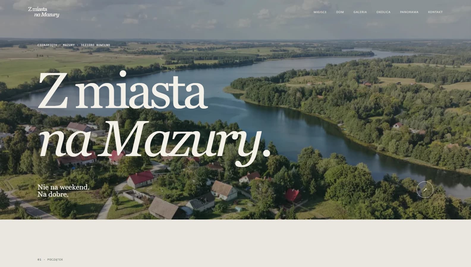Podgląd strony Z Miasta na Mazury z prezentacją jeziora i okolicy